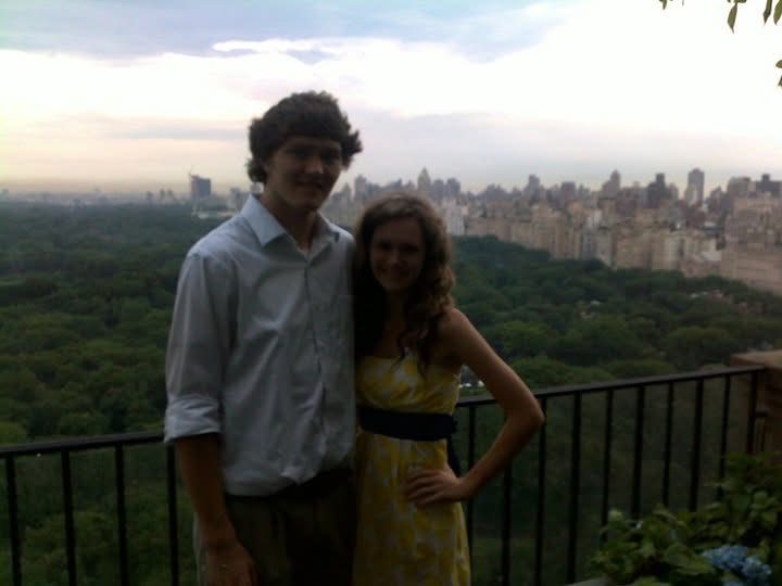 Taylor at seventeen with his younger sister on a balcony above Central Park